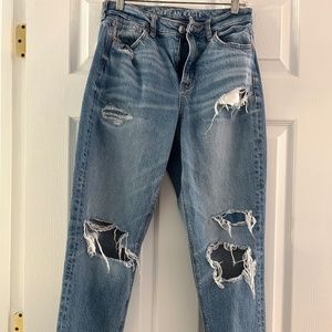A&E Medium Wash Ripped Mom Jeans